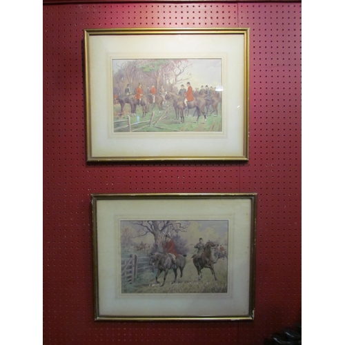 4043 - A pair of hunting scene watercolours, one monogrammed lower left, the other signed lower left Hodgso... 