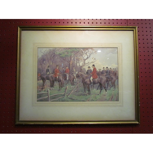 4043 - A pair of hunting scene watercolours, one monogrammed lower left, the other signed lower left Hodgso... 