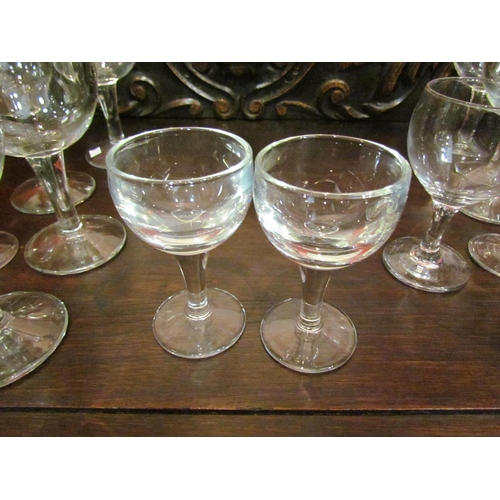 4046 - Eight double skin wine glasses marked France, five similar smaller examples, etc (19)