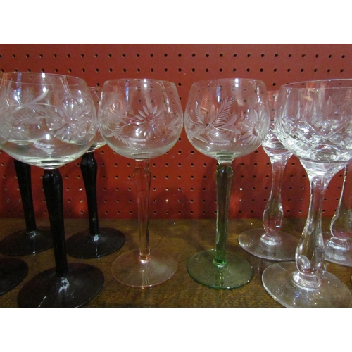 4063 - Five Stuart crystal hock glasses and seven others (12)