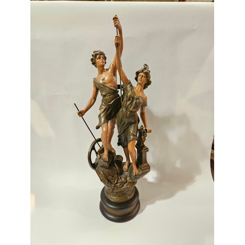 4032 - An Art Nouveau style sculpture of a couple in classical pose, 72cm tall   (E) £30-40