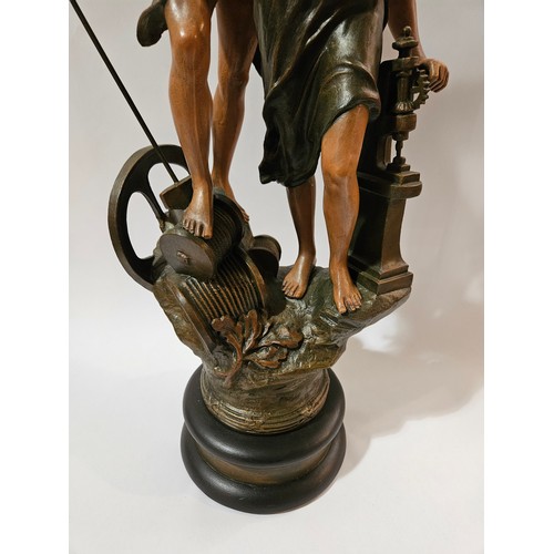 4032 - An Art Nouveau style sculpture of a couple in classical pose, 72cm tall   (E) £30-40