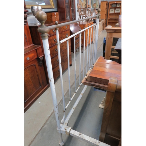 2205 - A Victorian brass and iron double bed frame