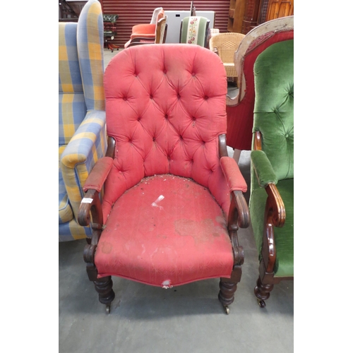 2401 - A Victorian mahogany framed armchair   (E)  £5-10