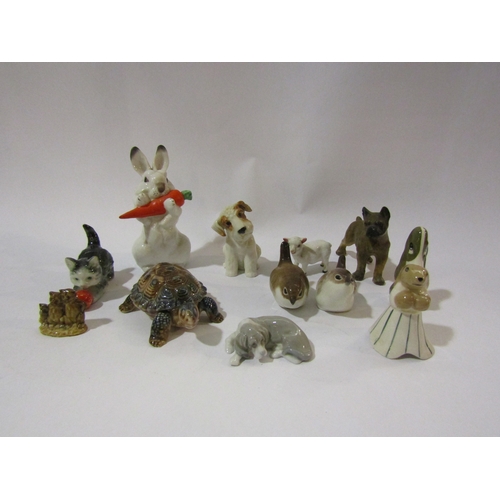 4235 - A selection of ceramic figures including USSR rabbit with carrot, Wade tortoise, kitten, dogs, etc (... 