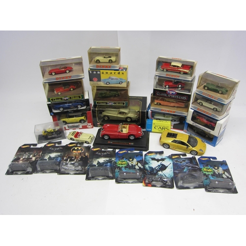 9267 - Various diecast cars including Vanguards, Burago, matchbox Dinky etc, eight carded Hot Wheels Batman... 