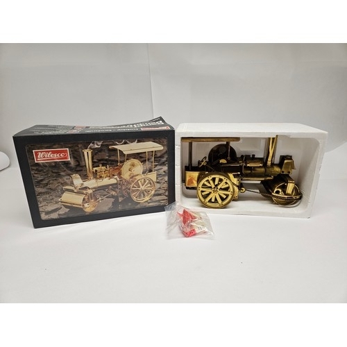 9559 - A boxed Wilesco D367 / D36 brass steam powered traction engine