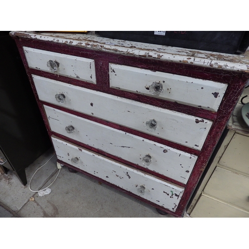 2013 - A painted Victorian pine two over three chest of drawers  (R)  £60