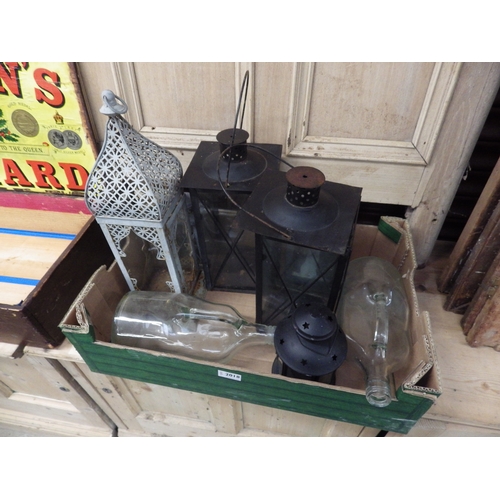 2018 - A box of lanterns and two glass bottles