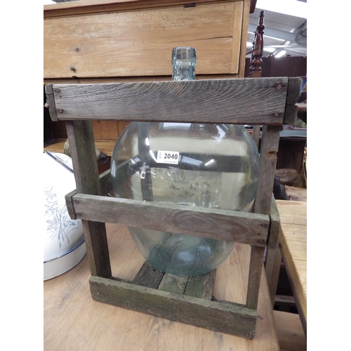 2040 - A pair of Vintage glass carboys in pine packing crates  (R)  £70