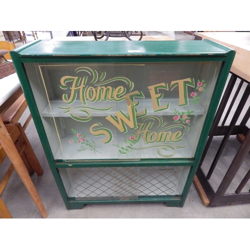 2051 - A 1950's kitchen cabinet, the doors painted Home Sweet  Home  (E)   £15-25