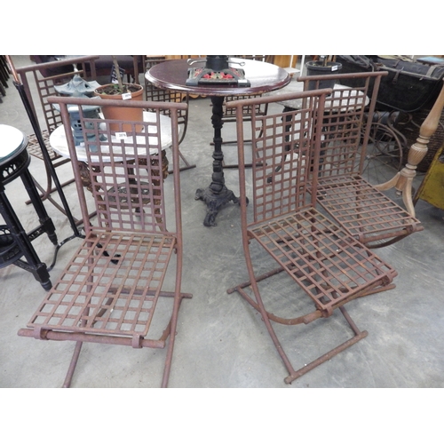 2076 - Six French iron folding garden chairs