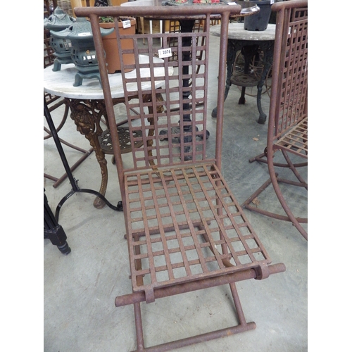 2076 - Six French iron folding garden chairs