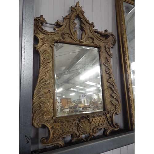 2107 - A plaster and gesso framed wall mirror a/f