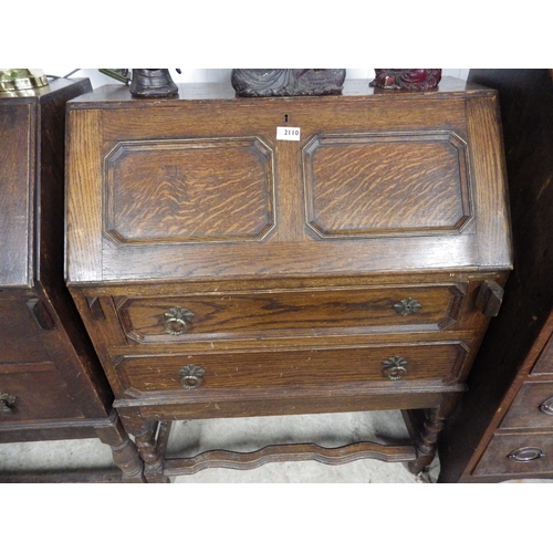 2110 - A 1930's oak bureau   (E) £10-20