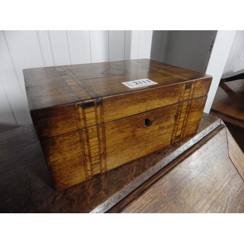 2111 - Two 19th Century walnut boxes one a tea caddy