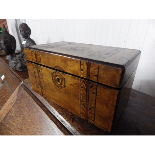 2111 - Two 19th Century walnut boxes one a tea caddy