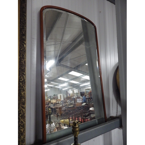 2114 - A Victorian mahogany framed wall mirror with worn mirror plate 49 x 90cm