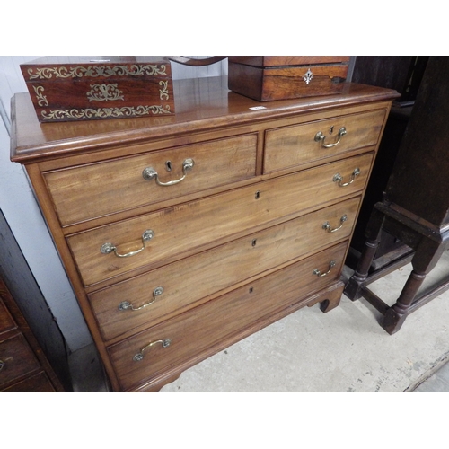 2117 - A Georgian mahogany two over three chest of drawers with brass handles