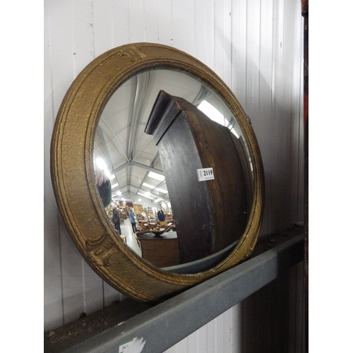 2119 - A 1950's gesso framed convex mirror 50cm diameter