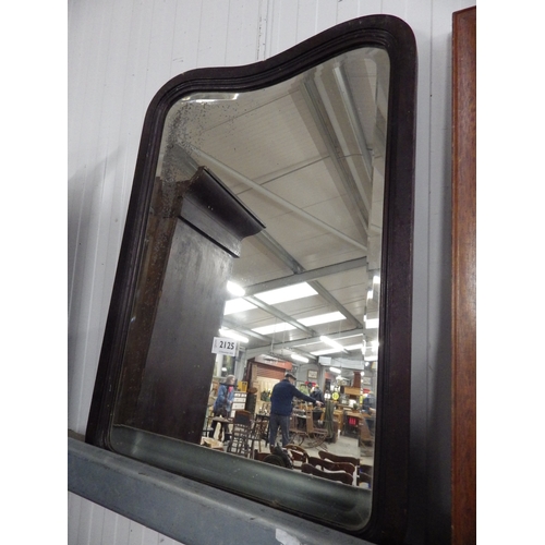 2125 - An Edwardian mahogany framed wall mirror with worn mirror plate 47 x 65cm     (R)  £20