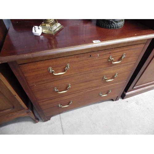 2139 - A 1930's mahogany chest of three drawers