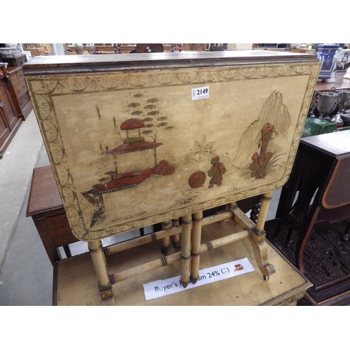 2149 - An early 20th Century Chinoiserie drop flap table