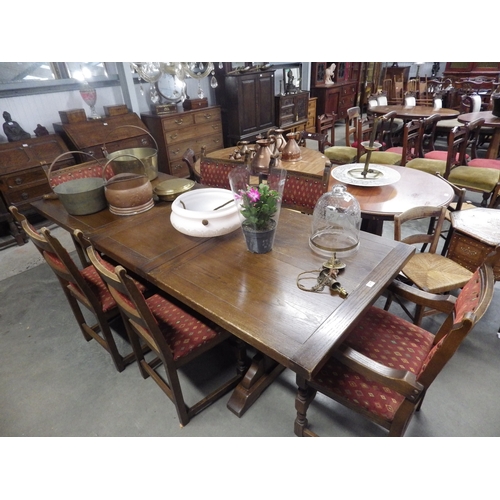 2177 - An Old Charm oak extending dining table with six chairs (2+4)    (R)  £70