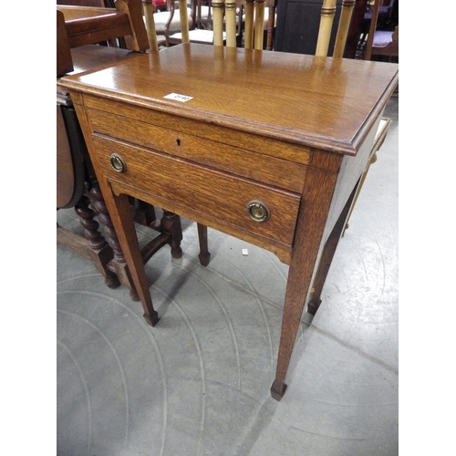 2190 - A 1950's oak canteen table and contents