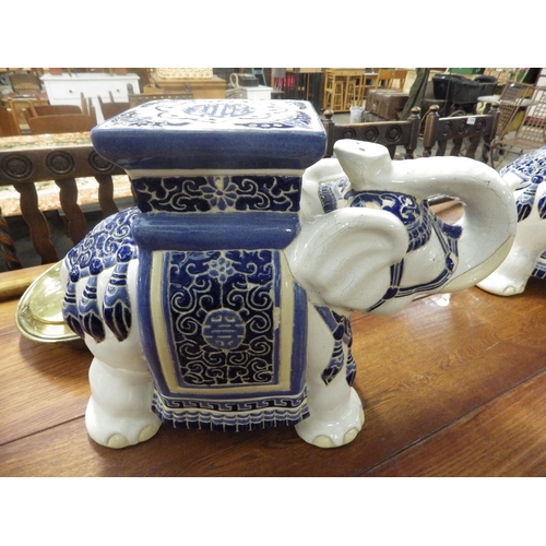 2194 - A pair of ceramic elephant seats, some wear    (E)  £20-40