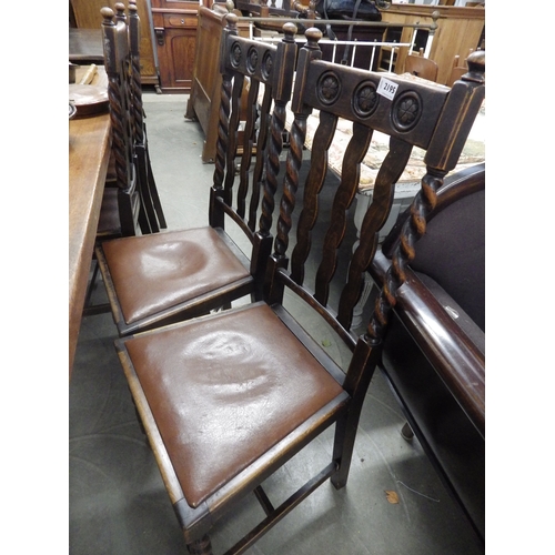 2195 - Four 1930's oak barley twist dining chairs