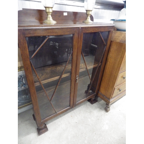 2210 - A 1940's oak and glazed display cabinet   (E)  £15-25