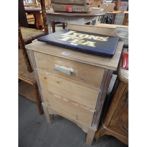 2225 - A stripped pine and mahogany bedside chest of three drawers    (E)  £10-15