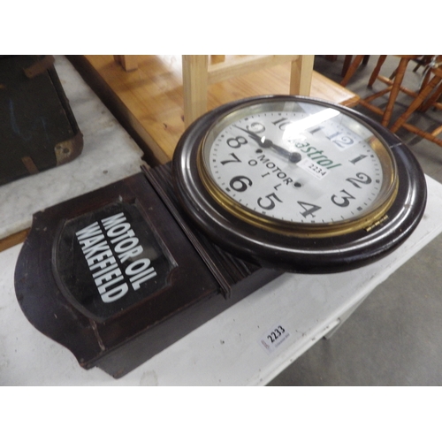 2234 - A wall clock painted Castrol Motor Oil   (R)  £70