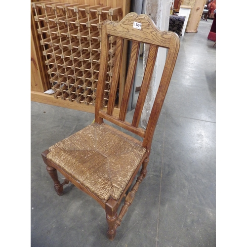 2254 - Three french oak rope seat chairs   (E)  £10-15