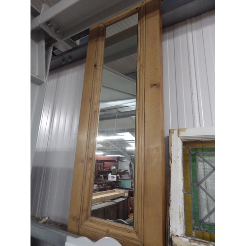 2264 - A waxed pine framed dress mirror 44 x 124cm