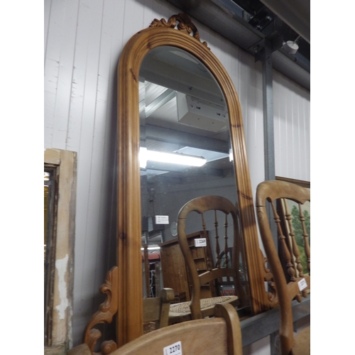 2269 - A country pine arched wall mirror