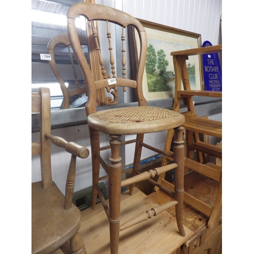 2271 - An Edwardian cane seated child's high chair