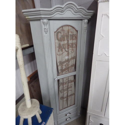 2283 - A painted pine French corner cabinet the door painted Cafe Des Artists   (R)  £80