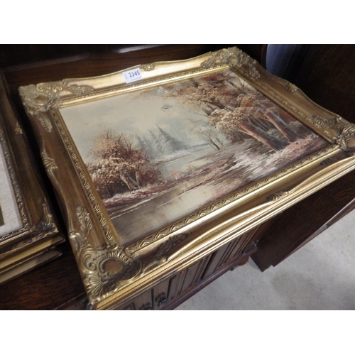 2345 - Four gilt framed oleographs and two other frames a/f (6)