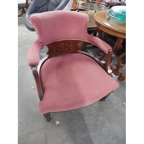 2376 - A pair of Edwardian inlaid mahogany tub chairs