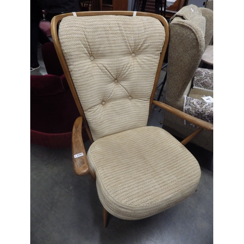 2382 - A 1930's red velour arm chair   (R)