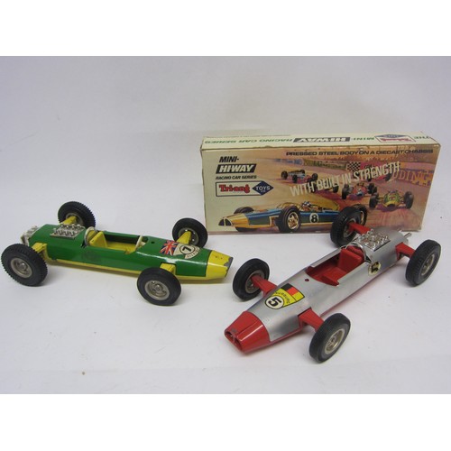 9232A - A boxed Triang Mini Hiway diecast and pressed steel Nurburg racing car and an unboxed Silverstone ex... 