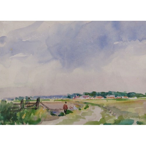 6064 - GEOFFREY WILSON (1920-2010) Two framed and glazed watercolours, Thelton Marshes and Southern France ... 