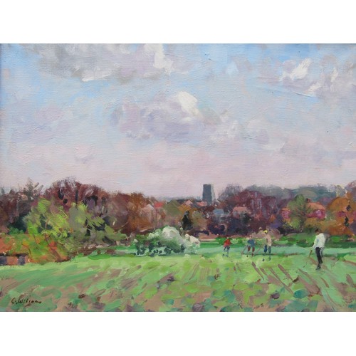 6066 - GEOFFREY WILSON (1920-2010) A framed oil on canvas, Springtime in Thelton. Signed bottom left. Image... 