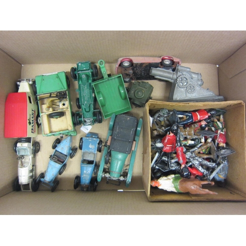 9237 - Assorted playworn diecast vehicles and lead figures including Dinky, Corgi, Lesney etc    (E) £15-25