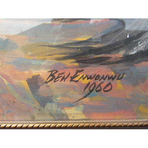 6105 - BENEDICT CHUKWUKADIBIA ENWONWU M.B.E (Nigerian 1917-1994) A framed and glazed watercolour and gouach... 