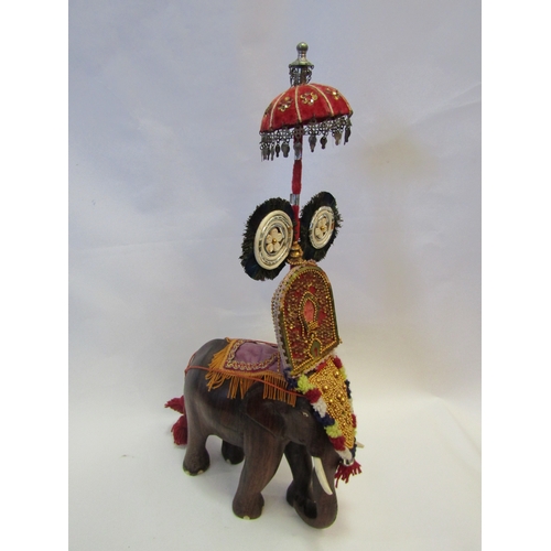 1271 - A hardwood Indian elephant highly decorated for Pooram Festival, 55cm tall