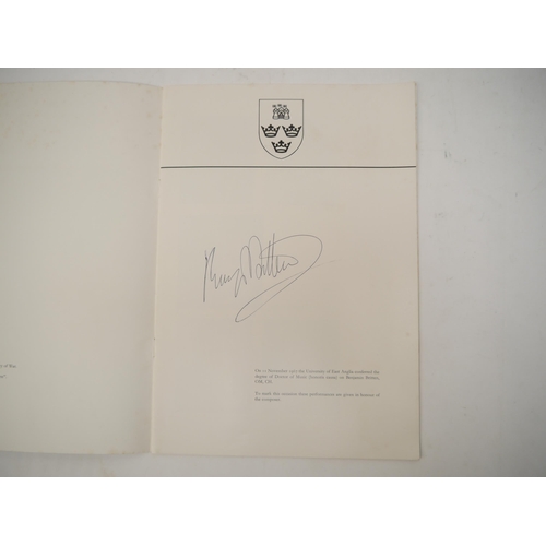 1329 - Benjamin Britten (1913-1976), Composer, Conductor and Pianist, signed programme for 'War Requiem', N... 