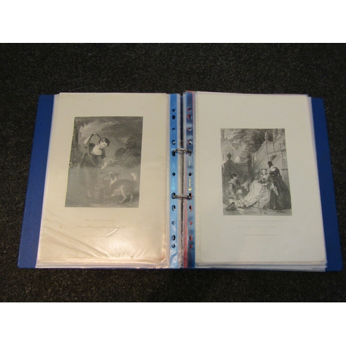 1429 - Two loose leaf clip folders containing 83 engravings in protective sleeves after 19th Century artist... 